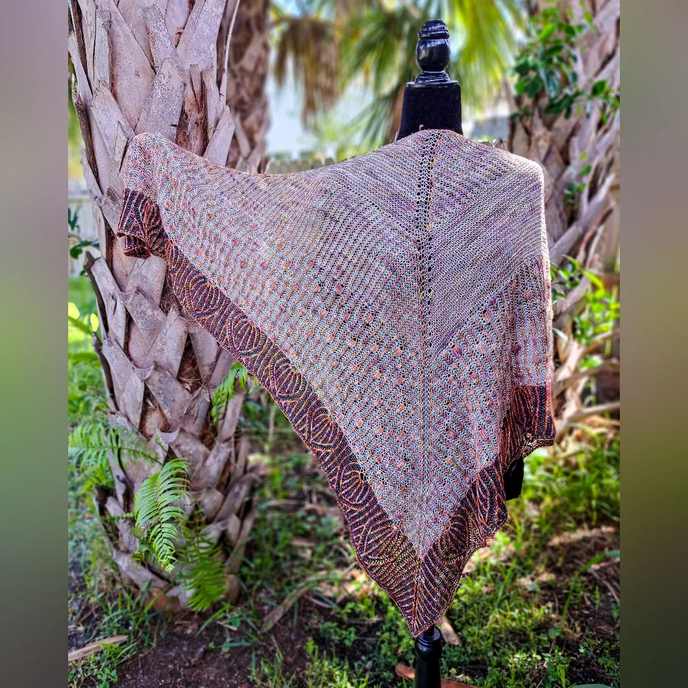 Hand Crafted OOAK Avantgarde Contemporary Reversible Knit Shawl Orange Pink - Picture 6 of 16